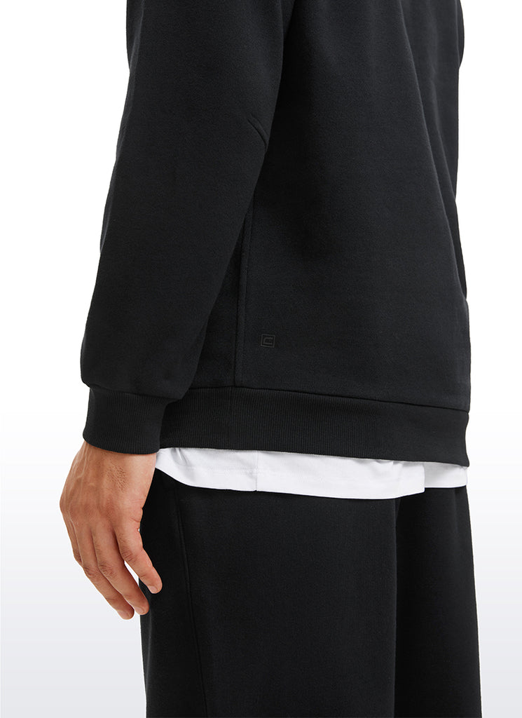 CRZ YOGA Men's Casual Relaxed Fit Fleece Lined Sweatshirts Mock Neck Black