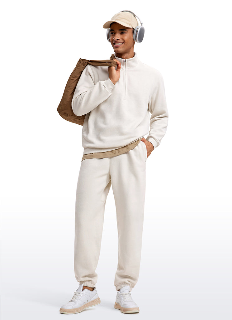 CRZ YOGA Men's Casual Relaxed Fit Fleece Lined Sweatshirts Mock Neck Milky White