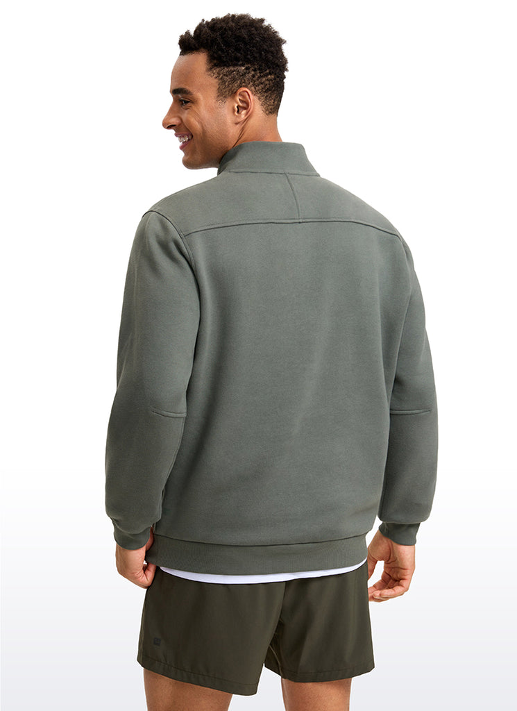 CRZ YOGA Men's Casual Relaxed Fit Fleece Lined Sweatshirts Mock Neck Grey Sage