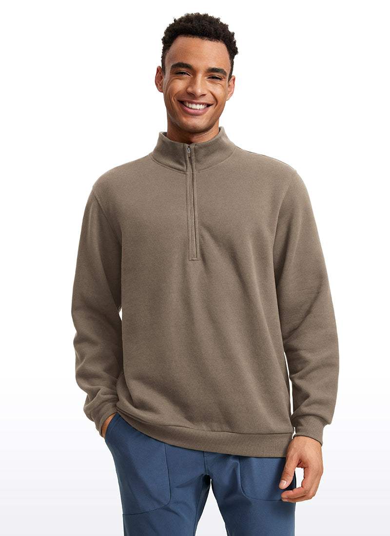 Fleece Lined Half Zip Sweatshirts Mock Neck