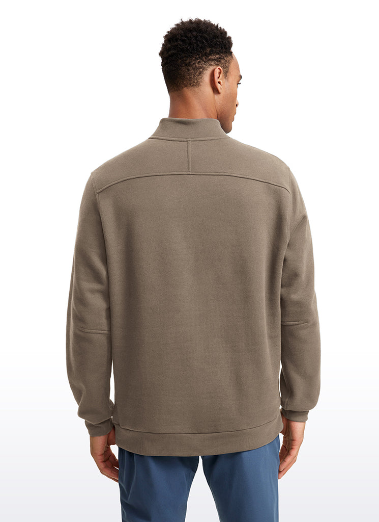 CRZ YOGA Men's Casual Relaxed Fit Fleece Lined Sweatshirts Mock Neck Sterling