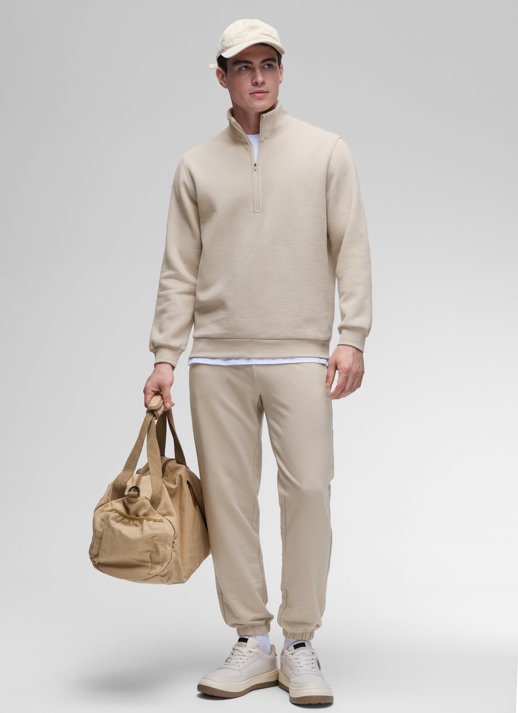 Fleece Lined Half Zip Sweatshirts Mock Neck