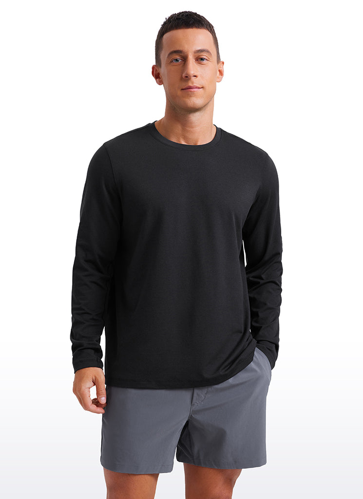 CRZ YOGA Men's Casual Classic Fit Crewneck Sweatshirts Long Sleeves Hot Fudge Brown