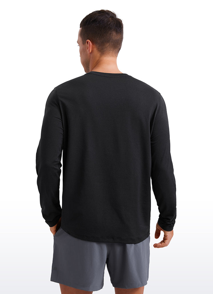 CRZ YOGA Men's Casual Classic Fit Crewneck Sweatshirts Long Sleeves Black