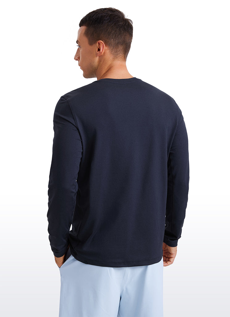 CRZ YOGA Men's Casual Classic Fit Crewneck Sweatshirts Long Sleeves Navy