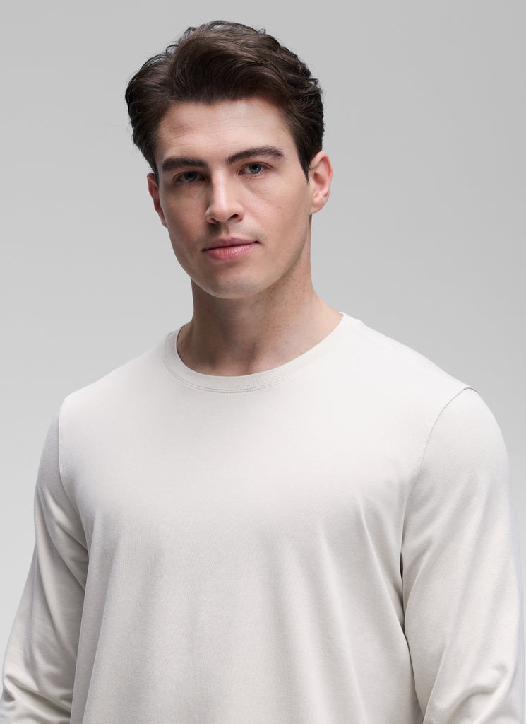 CRZ YOGA Men's Casual Classic Fit Crewneck Sweatshirts Long Sleeves Milky White