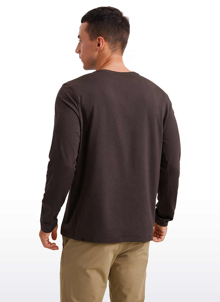 CRZ YOGA Men's Casual Classic Fit Crewneck Sweatshirts Long Sleeves Hot Fudge Brown