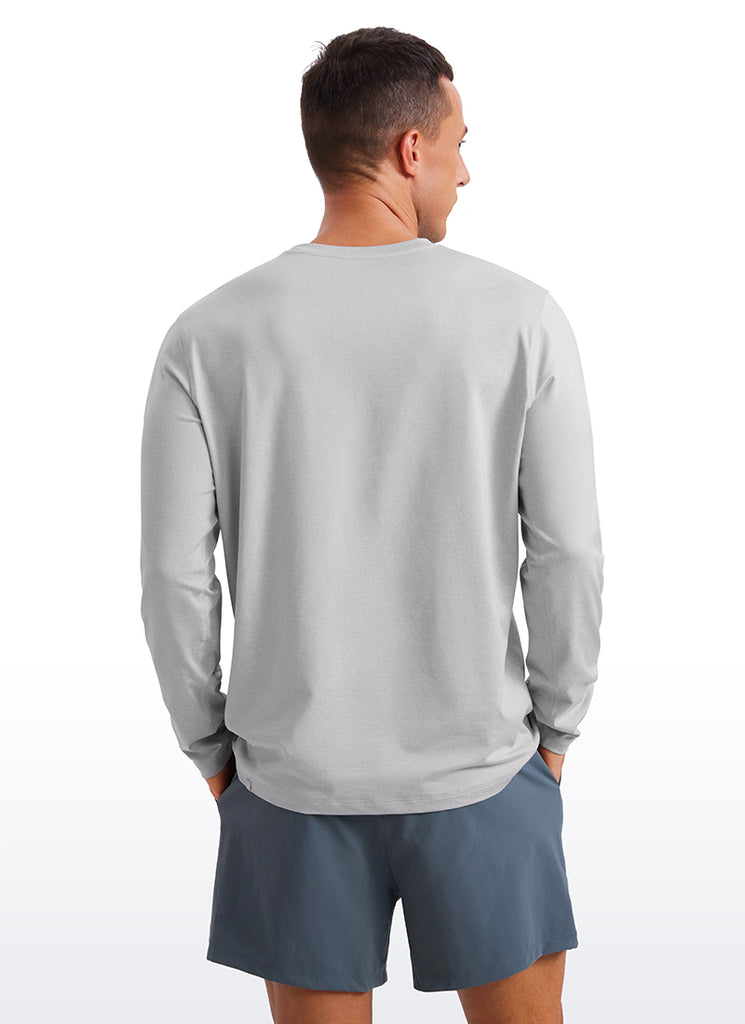 CRZ YOGA Men's Casual Classic Fit Crewneck Sweatshirts Long Sleeves Milky White