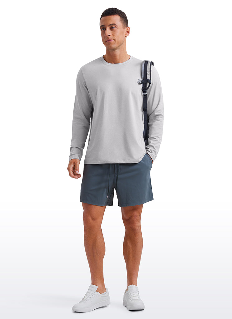 CRZ YOGA Men's Casual Classic Fit Crewneck Sweatshirts Long Sleeves Milky White