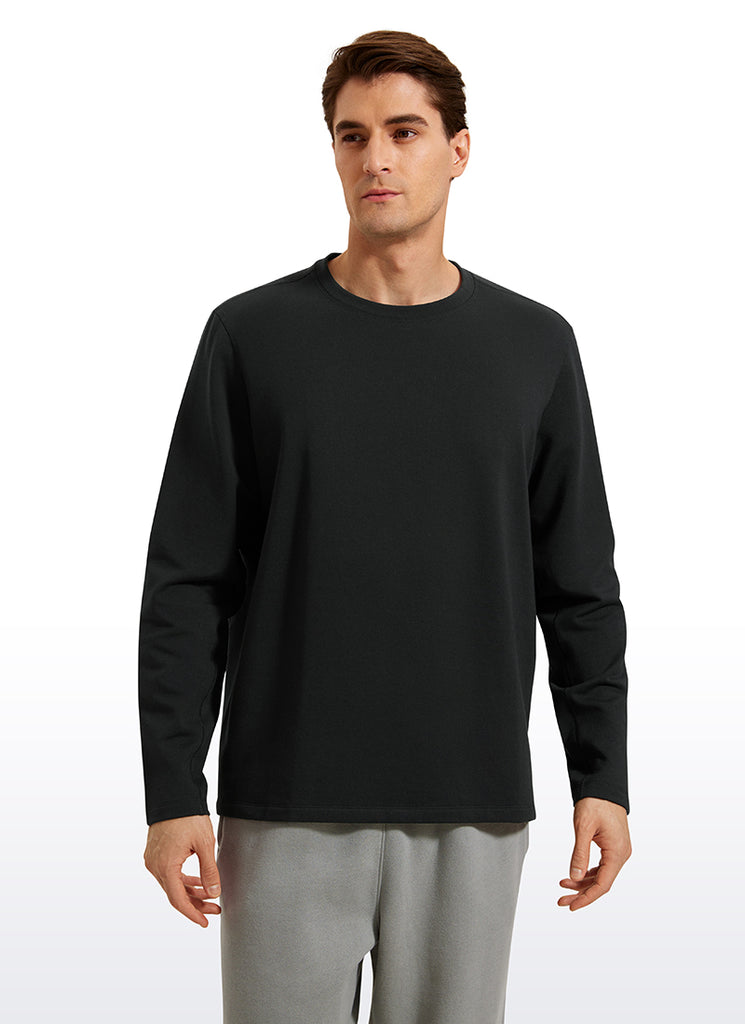 CRZ YOGA Men's Casual Classic Fit Pullover Sweatshirts Long Sleeves Mojave Tan
