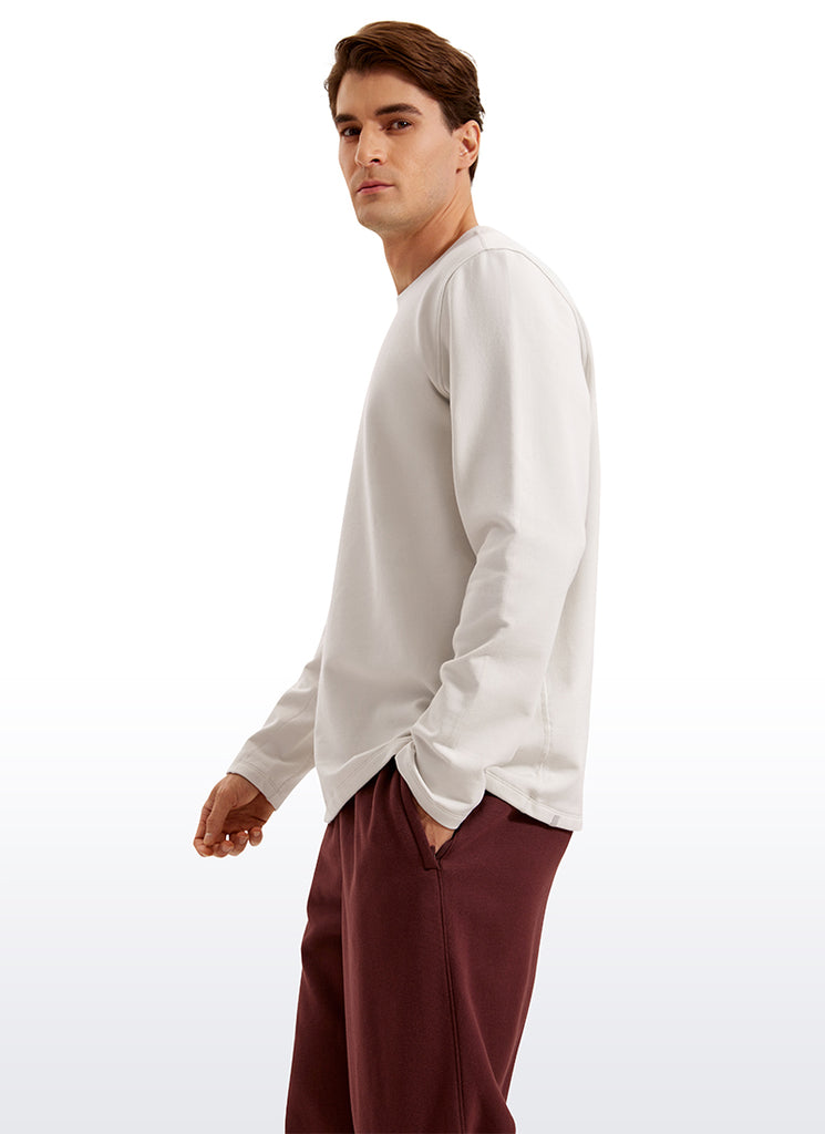 CRZ YOGA Men's Casual Classic Fit Pullover Sweatshirts Long Sleeves Milky White