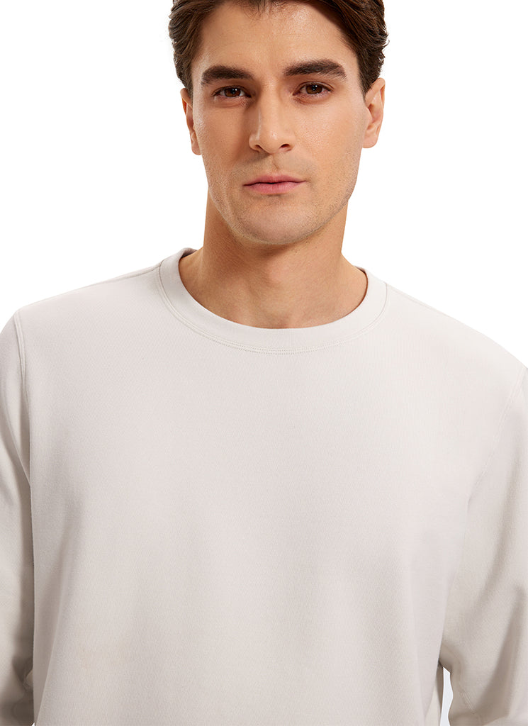 CRZ YOGA Men's Casual Classic Fit Pullover Sweatshirts Long Sleeves Milky White