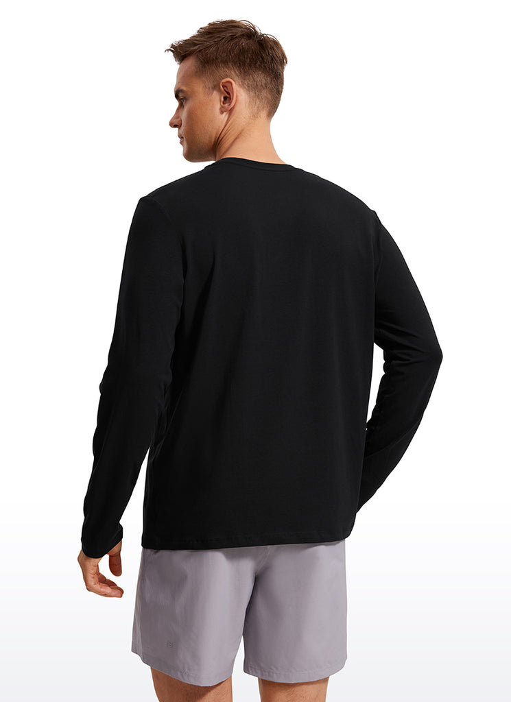CRZ YOGA Men's Pima Cotton PRO  Basic Casual Long Sleeve Crew Neck Black
