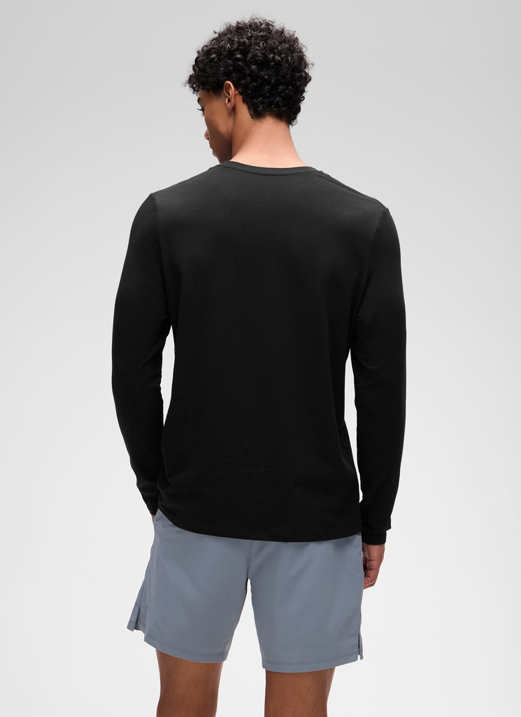 CRZ YOGA Men's Pima Cotton PRO  Basic Casual Long Sleeve Crew Neck Black