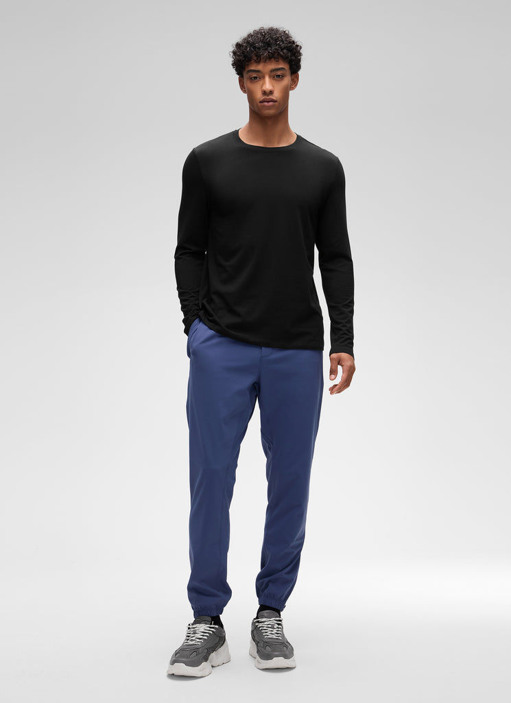 CRZ YOGA Men's Pima Cotton PRO  Basic Casual Long Sleeve Crew Neck Black