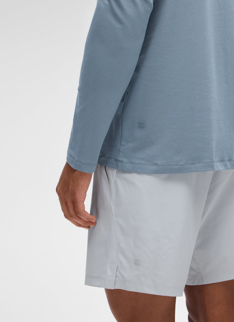 CRZ YOGA Men's Pima Cotton PRO  Basic Casual Long Sleeve Crew Neck White