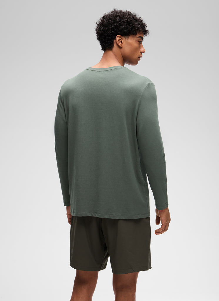 CRZ YOGA Men's Pima Cotton PRO  Basic Casual Long Sleeve Crew Neck Grey Sage