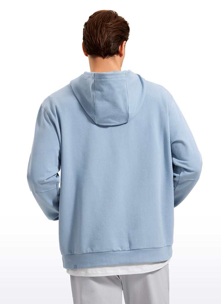 CRZ YOGA Mens Fleece Hoodies Pullover Workout Sweatshirts with Pocket Cambric Blue