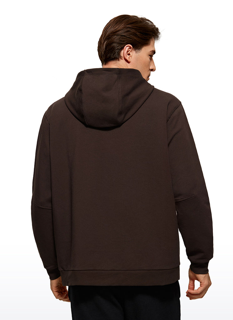 CRZ YOGA Mens Fleece Hoodies Pullover Workout Sweatshirts with Pocket Hot Fudge Brown