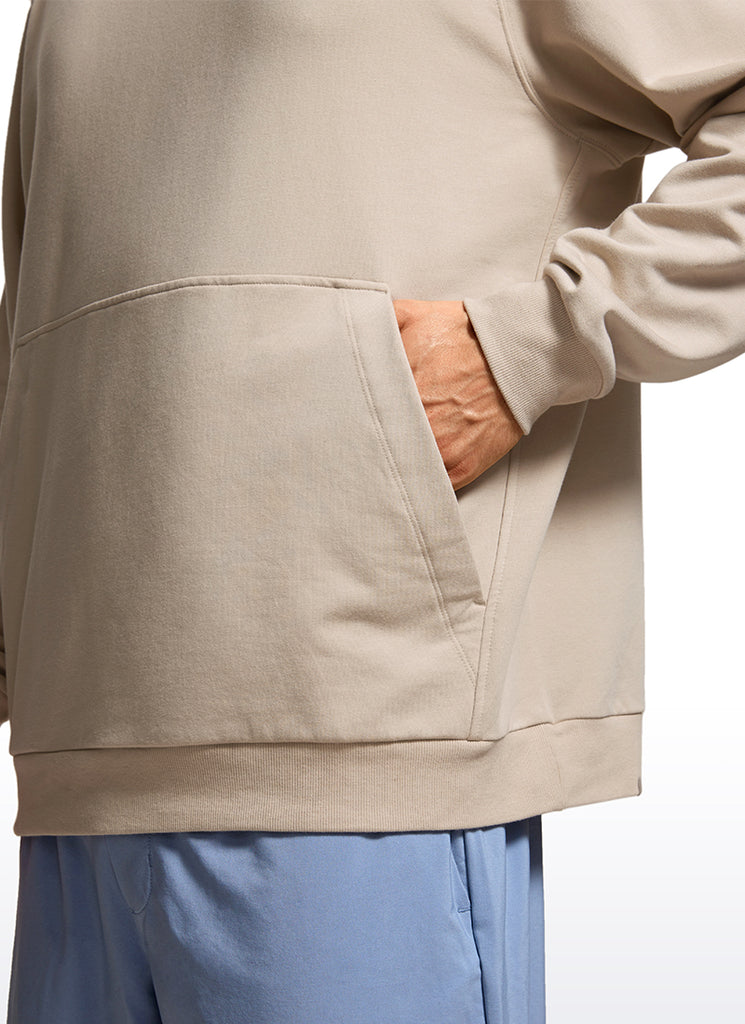 CRZ YOGA Mens Fleece Hoodies Pullover Workout Sweatshirts with Pocket Mojave Tan
