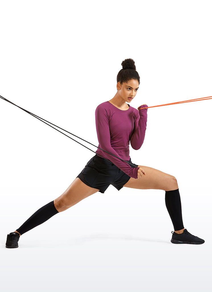 CRZ YOGA Women's Train Slim Fit Shirts Speedy Seamless Long Sleeves Red Revelry