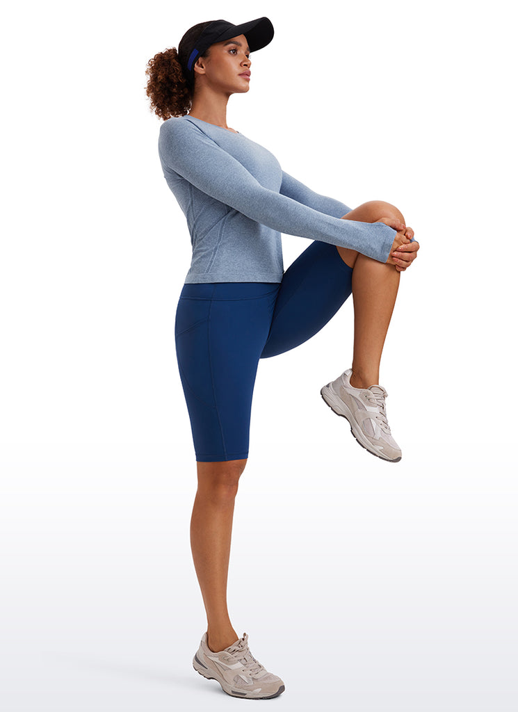 CRZ YOGA Women's Running Quick Dry Shirts Seamless Long Sleeves Elfin Purple