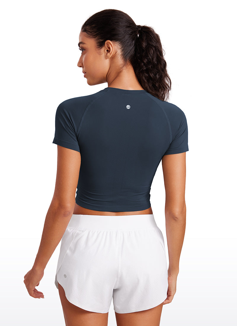 Seamless Crew Neck Cropped Short Sleeves