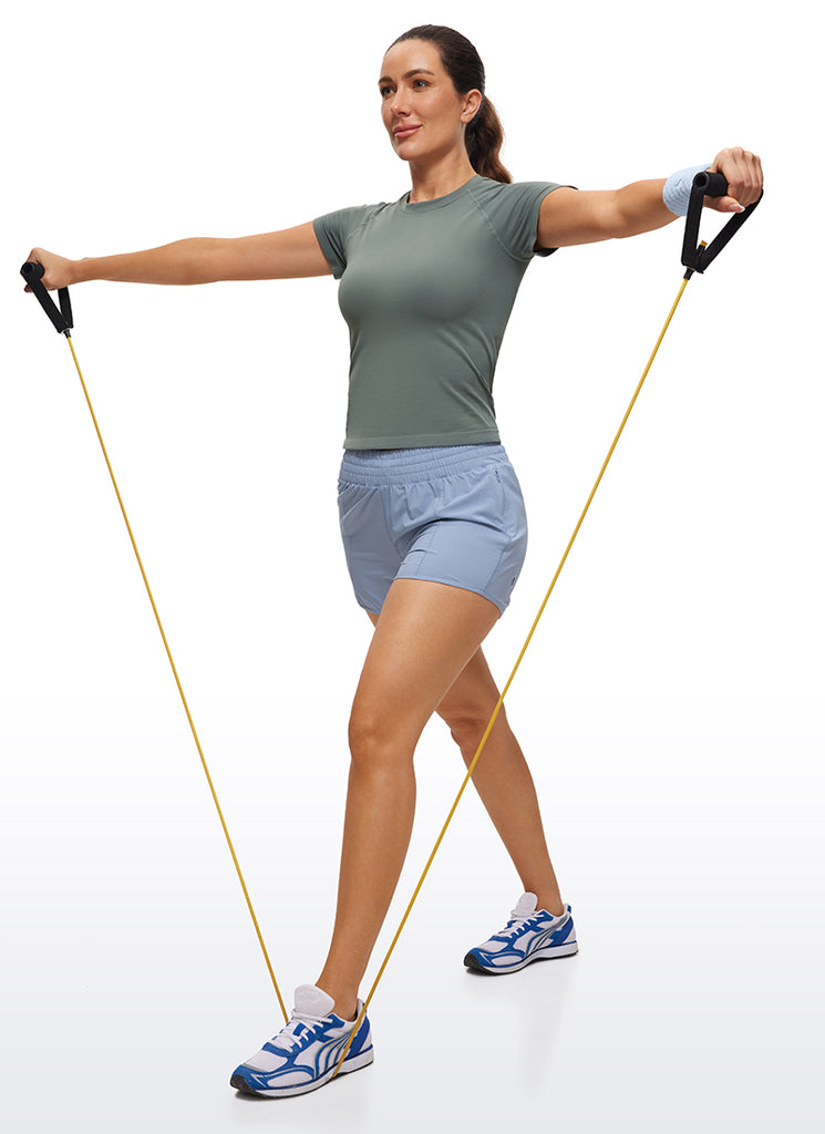 CRZ YOGA Women's Running Classic Fit Shirts Seamless Short Sleeves Black