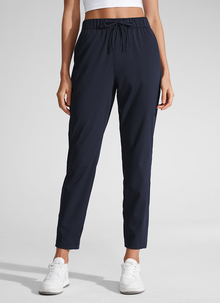 CRZ YOGA Women's Travel Slim Fit Stretch Drawstring 7/8 Pants 27'' Black