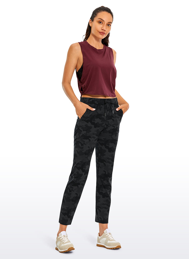 CRZ YOGA Women's Travel Slim Fit Stretch Drawstring 7/8 Pants 27'' Dark grey camouflage
