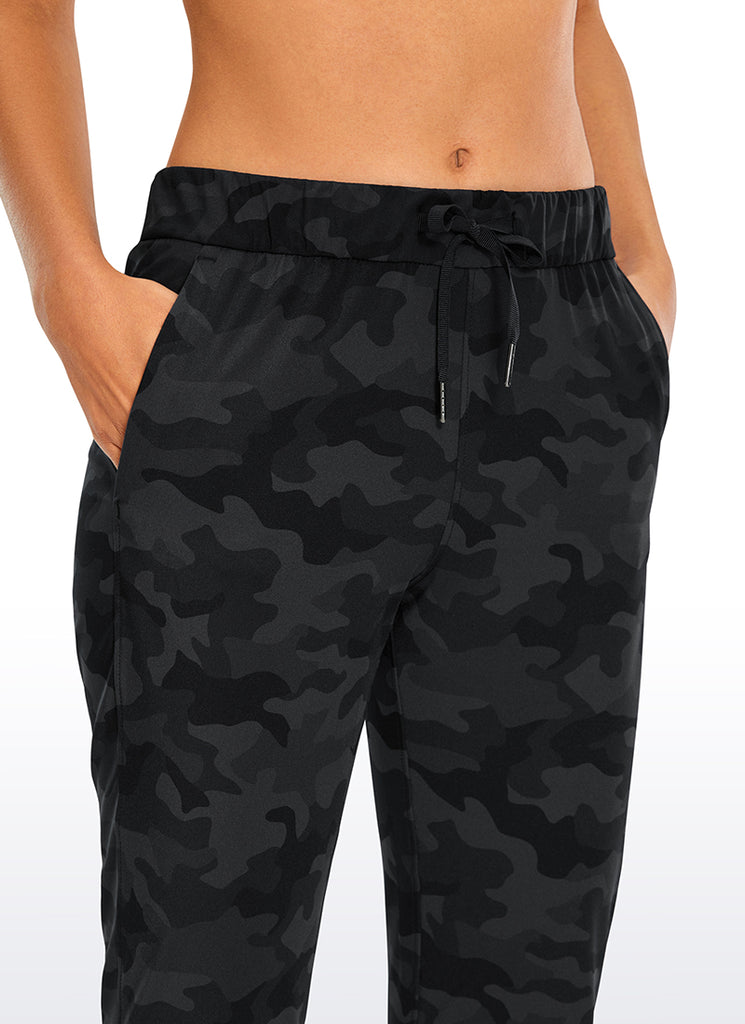 CRZ YOGA Women's Travel Slim Fit Stretch Drawstring 7/8 Pants 27'' Dark grey camouflage