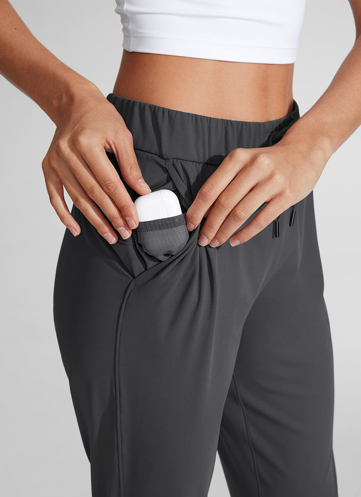 CRZ YOGA Women's Travel Slim Fit Stretch Drawstring 7/8 Pants 27'' Mountain Green