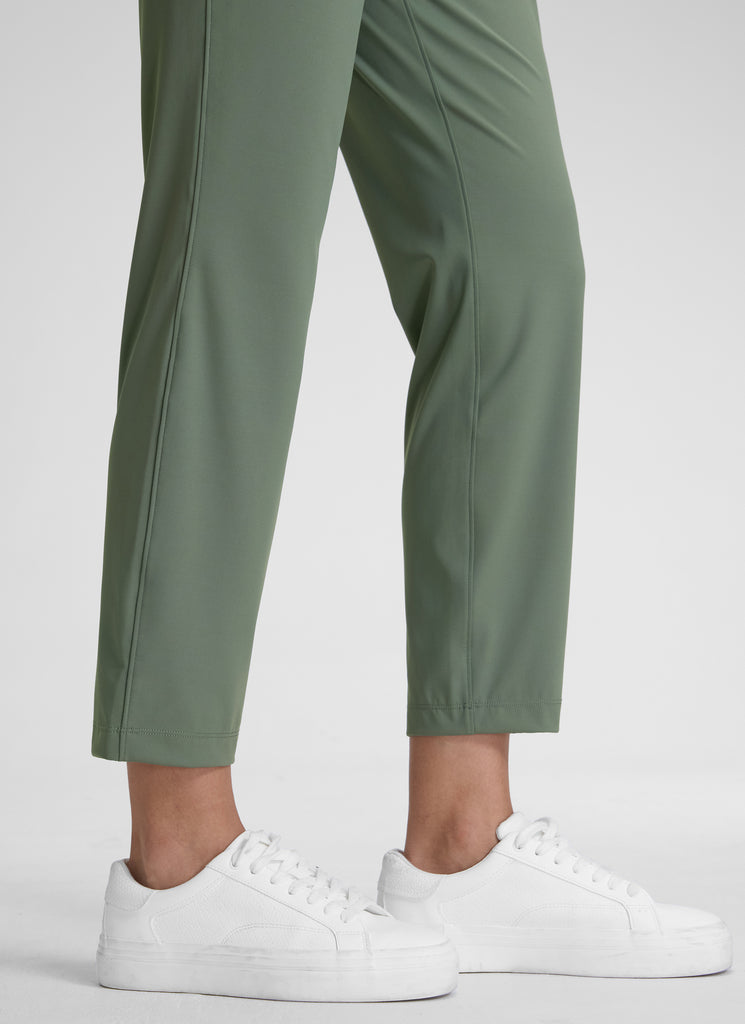 CRZ YOGA Women's Travel Slim Fit Stretch Drawstring 7/8 Pants 27'' Grey Sage