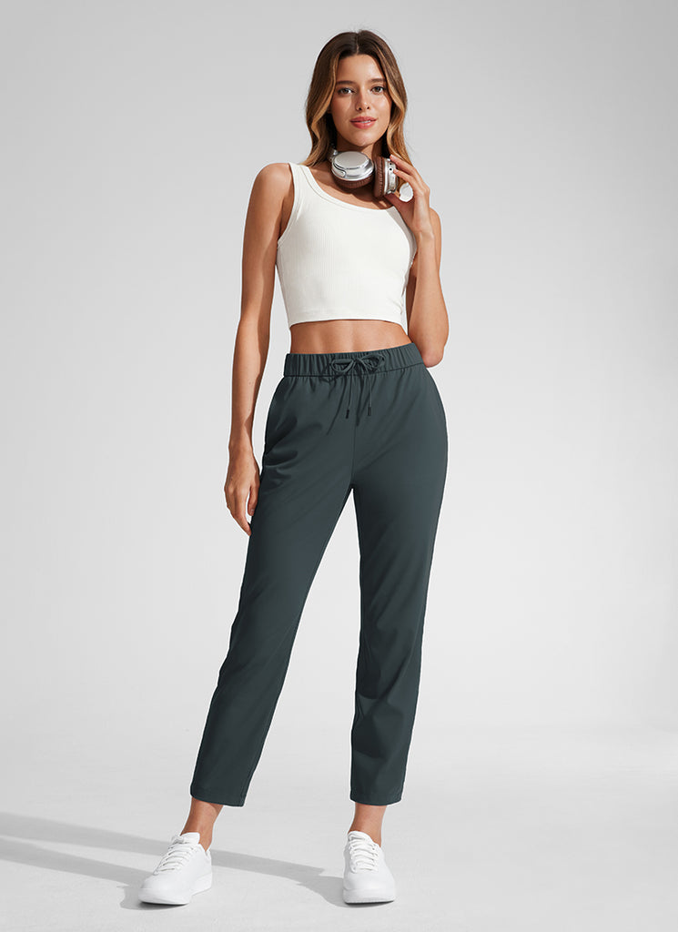 CRZ YOGA Women's Travel Slim Fit Stretch Drawstring 7/8 Pants 27'' Navy