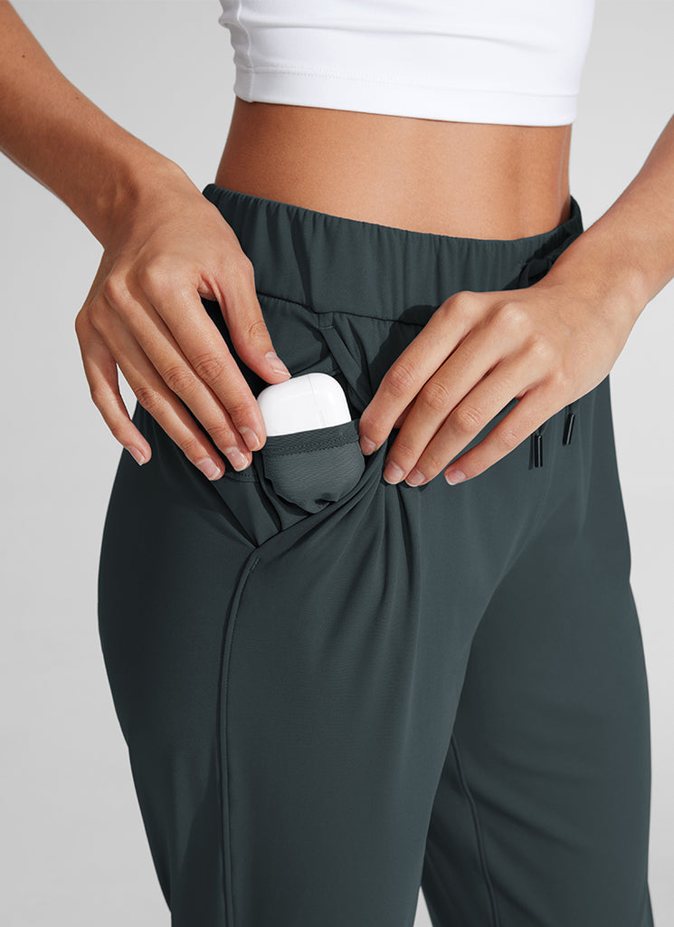 CRZ YOGA Women's Travel Slim Fit Stretch Drawstring 7/8 Pants 27'' Navy