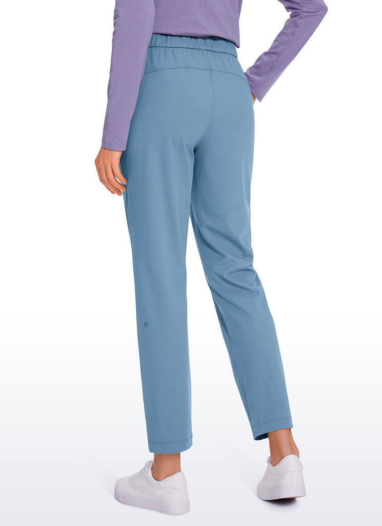 CRZ YOGA Women's Travel Slim Fit Stretch Drawstring 7/8 Pants 27'' Coffee Brown
