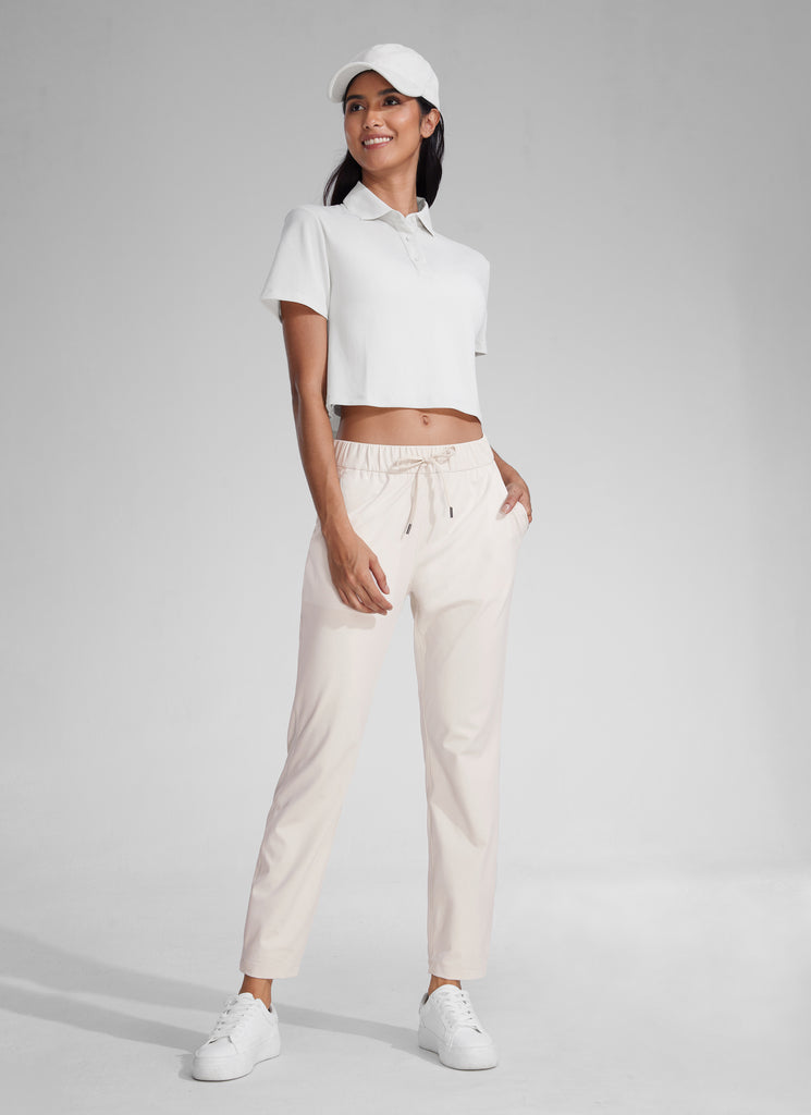 CRZ YOGA Women's Travel Slim Fit Stretch Drawstring 7/8 Pants 27'' Universe Blue