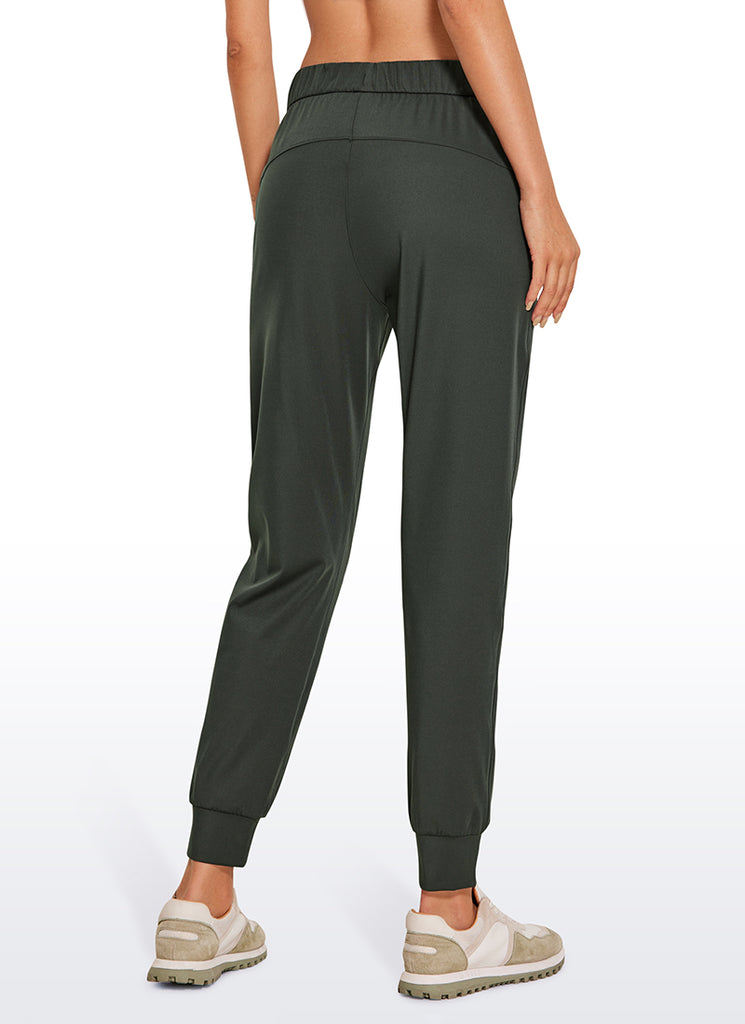 CRZ YOGA Women's Travel Slim Fit Stretch Drawstring Jogger 27'' Grey Olive
