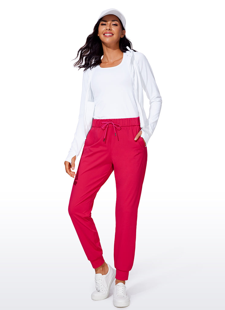 CRZ YOGA Women's Travel Slim Fit Stretch Drawstring Jogger 27'' Viva Magenta