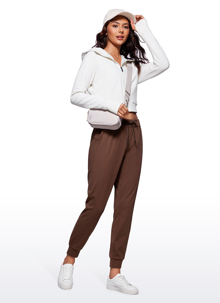 CRZ YOGA Women's Travel Slim Fit Stretch Drawstring Jogger 27'' Coffee Brown