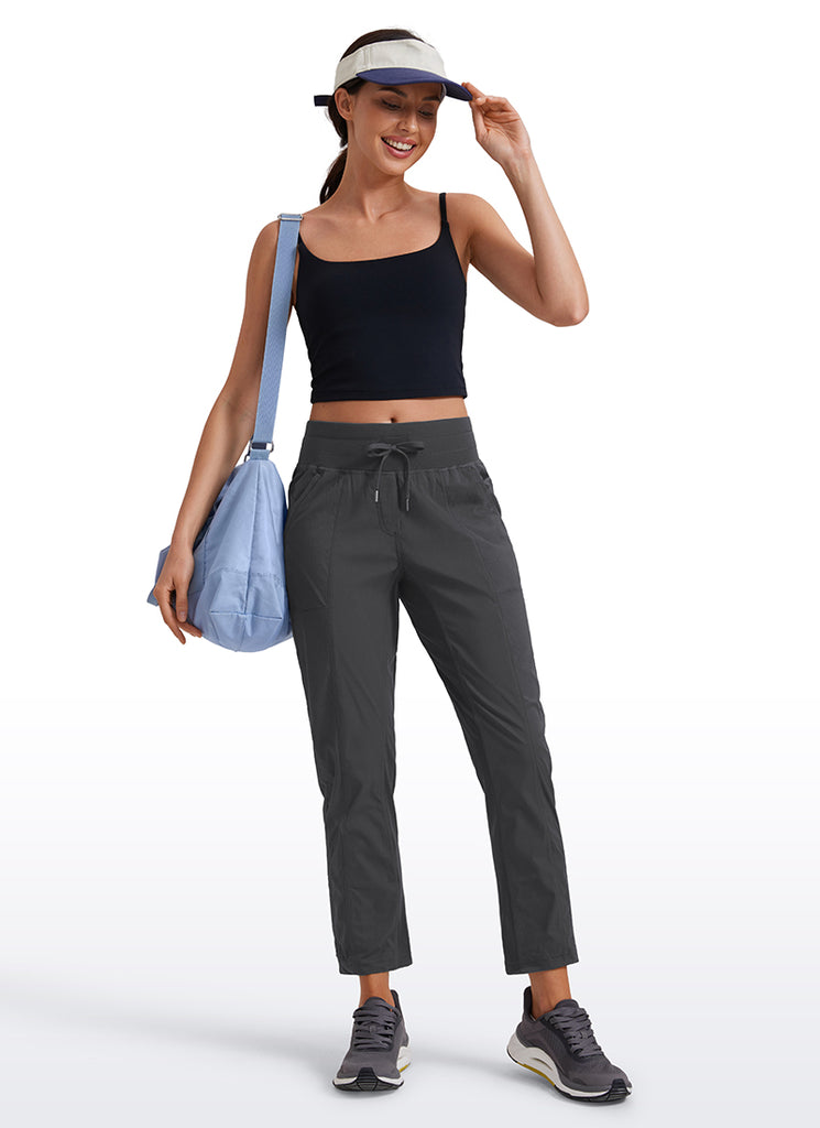 CRZ YOGA Women's Travel Slim Fit Striped Pants 27'' Cinched Leg Dark Russet