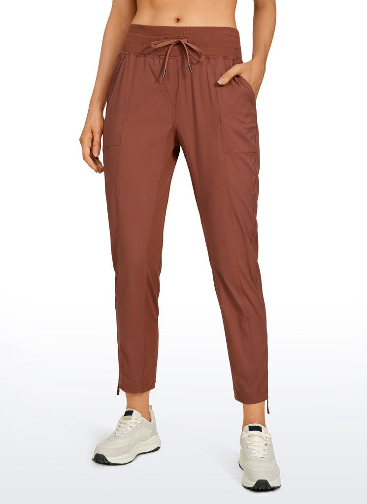 CRZ YOGA Women's Travel Slim Fit Striped Pants 27'' Cinched Leg Noctilucence Red