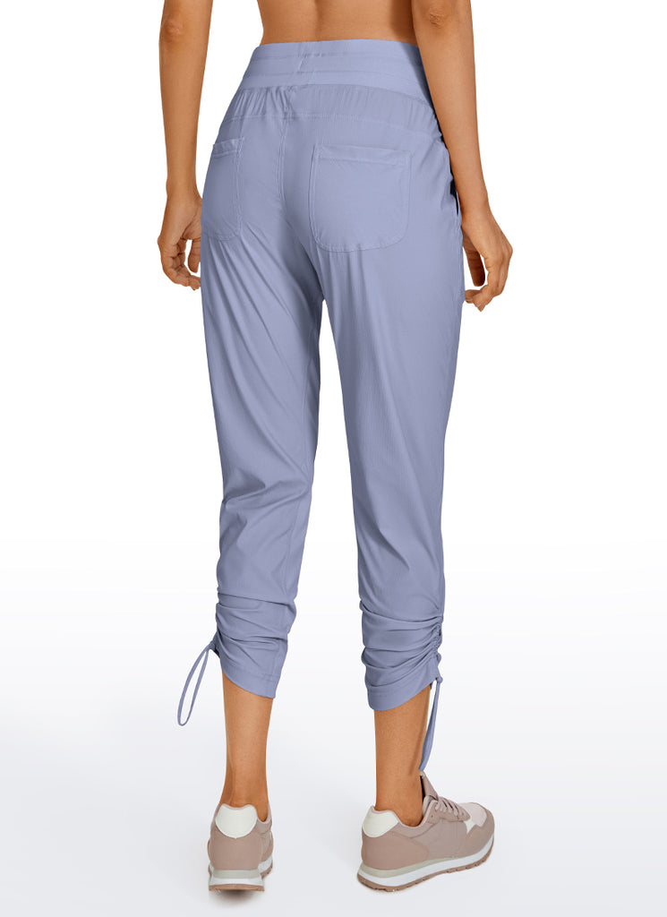 CRZ YOGA Women's Travel Slim Fit Striped Pants 27'' Cinched Leg Mist Powder