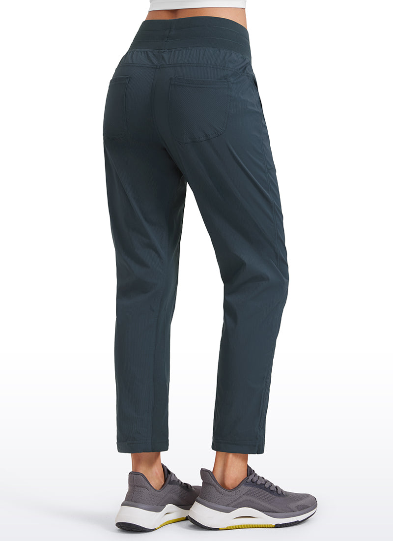 CRZ YOGA Women's Travel Slim Fit Striped Pants 27'' Cinched Leg Ink Gray