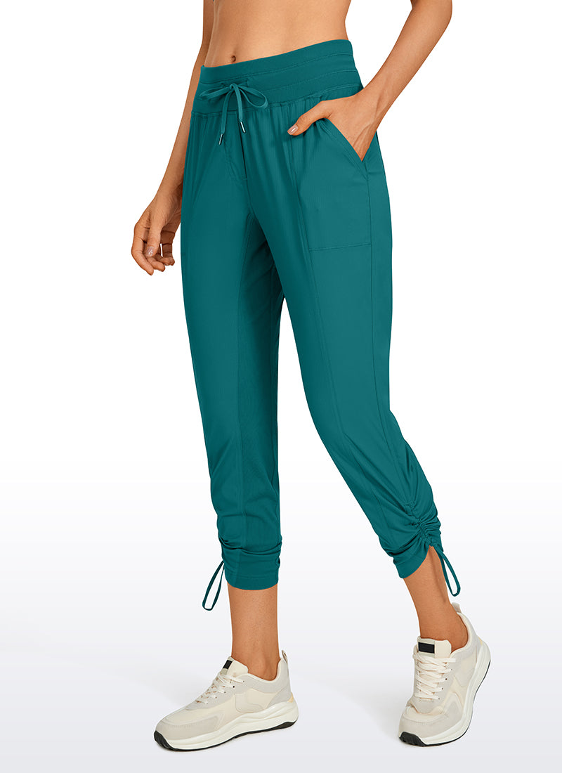 CRZ YOGA Women's Travel Slim Fit Striped Pants 27'' Cinched Leg Melanite