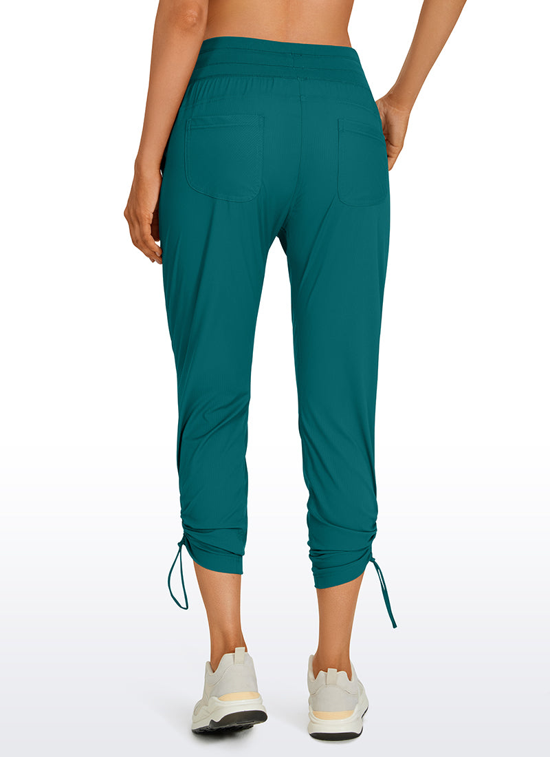 CRZ YOGA Women's Travel Slim Fit Striped Pants 27'' Cinched Leg Green Jade