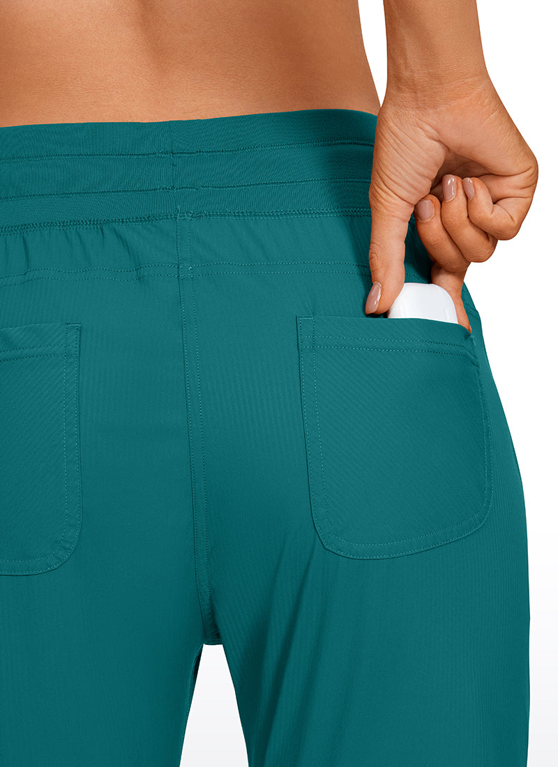 CRZ YOGA Women's Travel Slim Fit Striped Pants 27'' Cinched Leg Green Jade