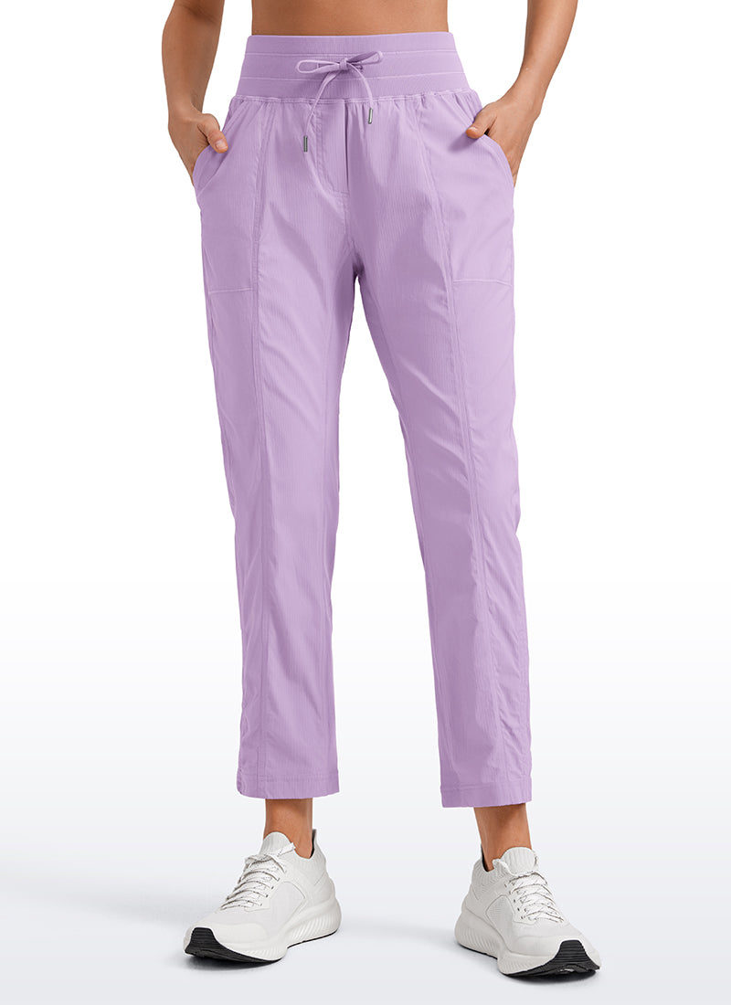 CRZ YOGA Women's Travel Slim Fit Striped Pants 27'' Cinched Leg Lilac