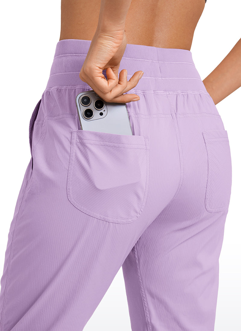 CRZ YOGA Women's Travel Slim Fit Striped Pants 27'' Cinched Leg Lilac