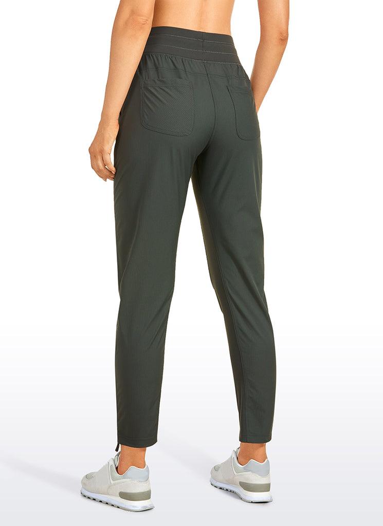 CRZ YOGA Women's Travel Slim Fit Striped Pants 27'' Cinched Leg Grey Olive